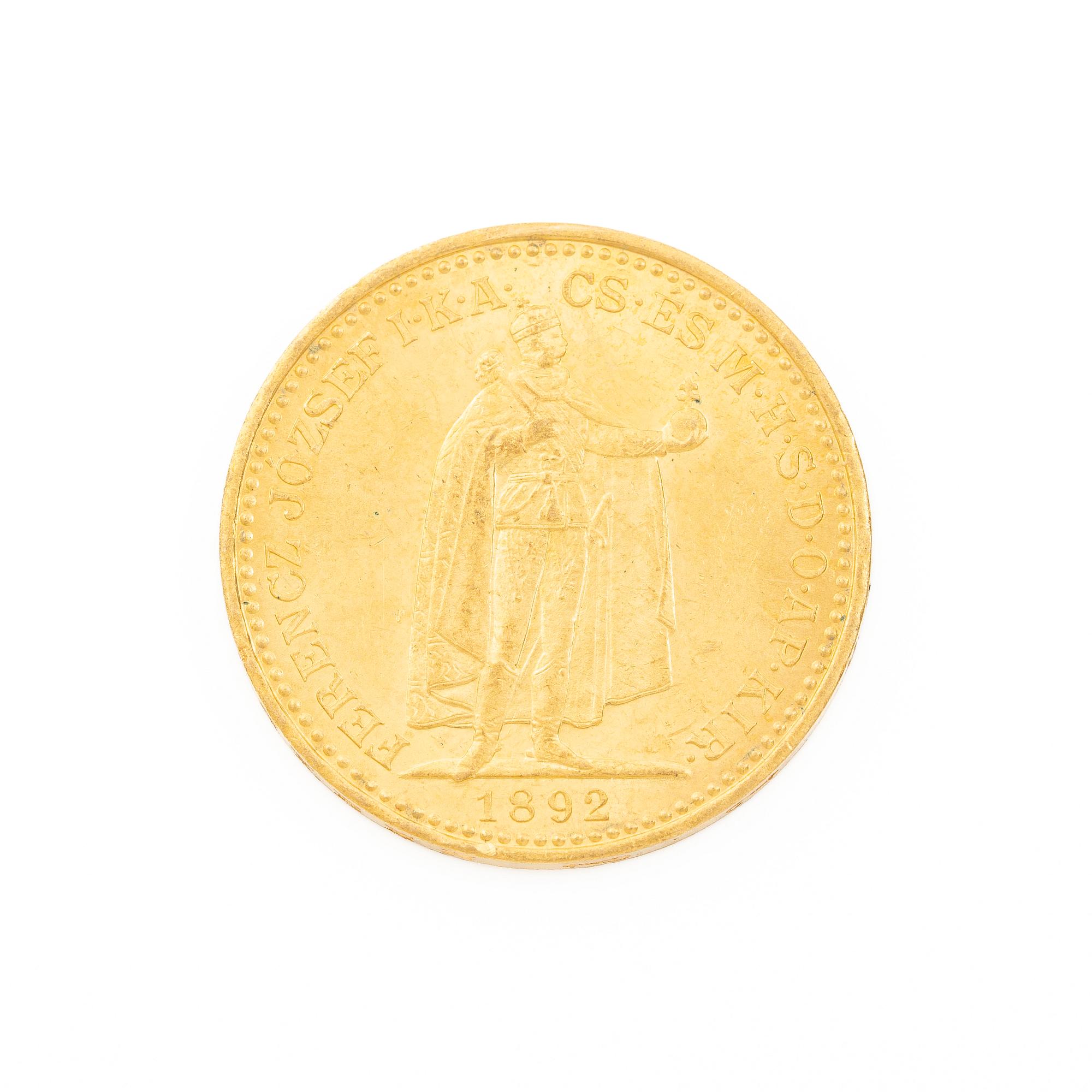 Gold coin, Hungary, 20 Korona, 1892.