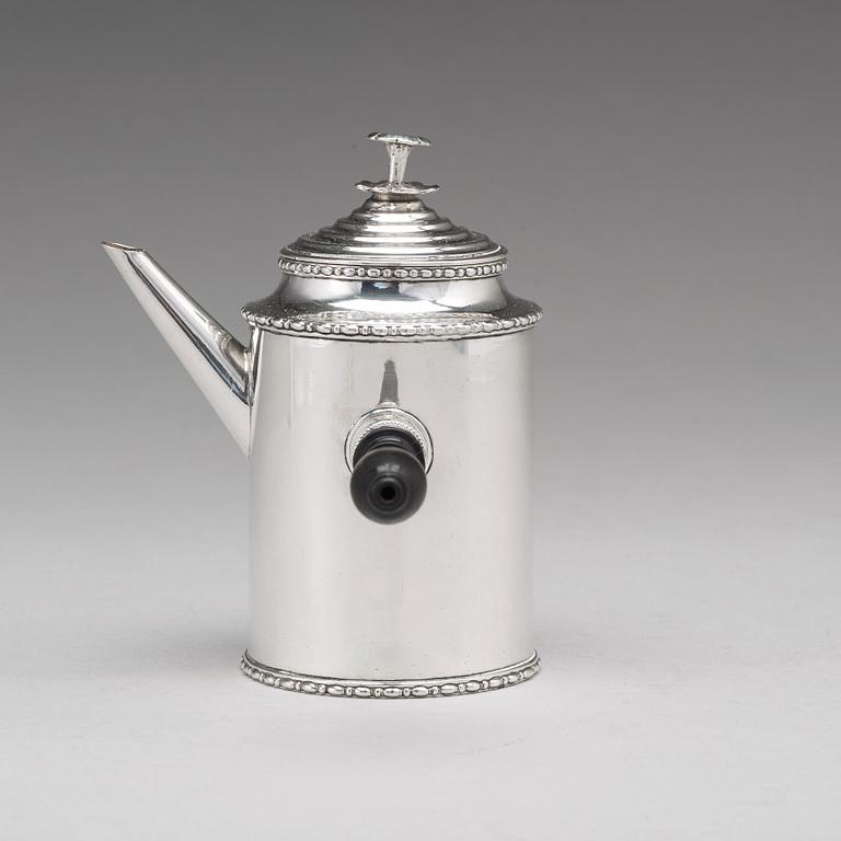 A Swedish Gustavian 18th century silver coffee-pot, mark of Pehr Zethelius, Stockholm 1807.