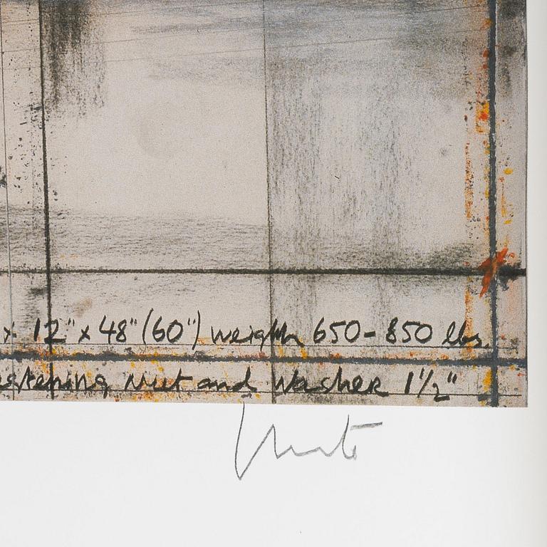 Christo & Jeanne-Claude, offset with collage, 2013, signed.
