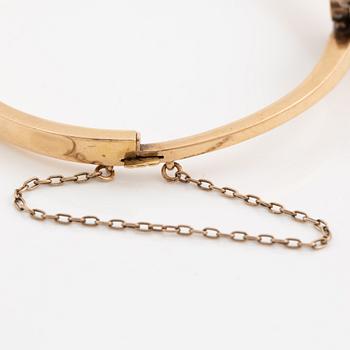 Armring 14K guld med gammalslipad diamant, safir och rubin.