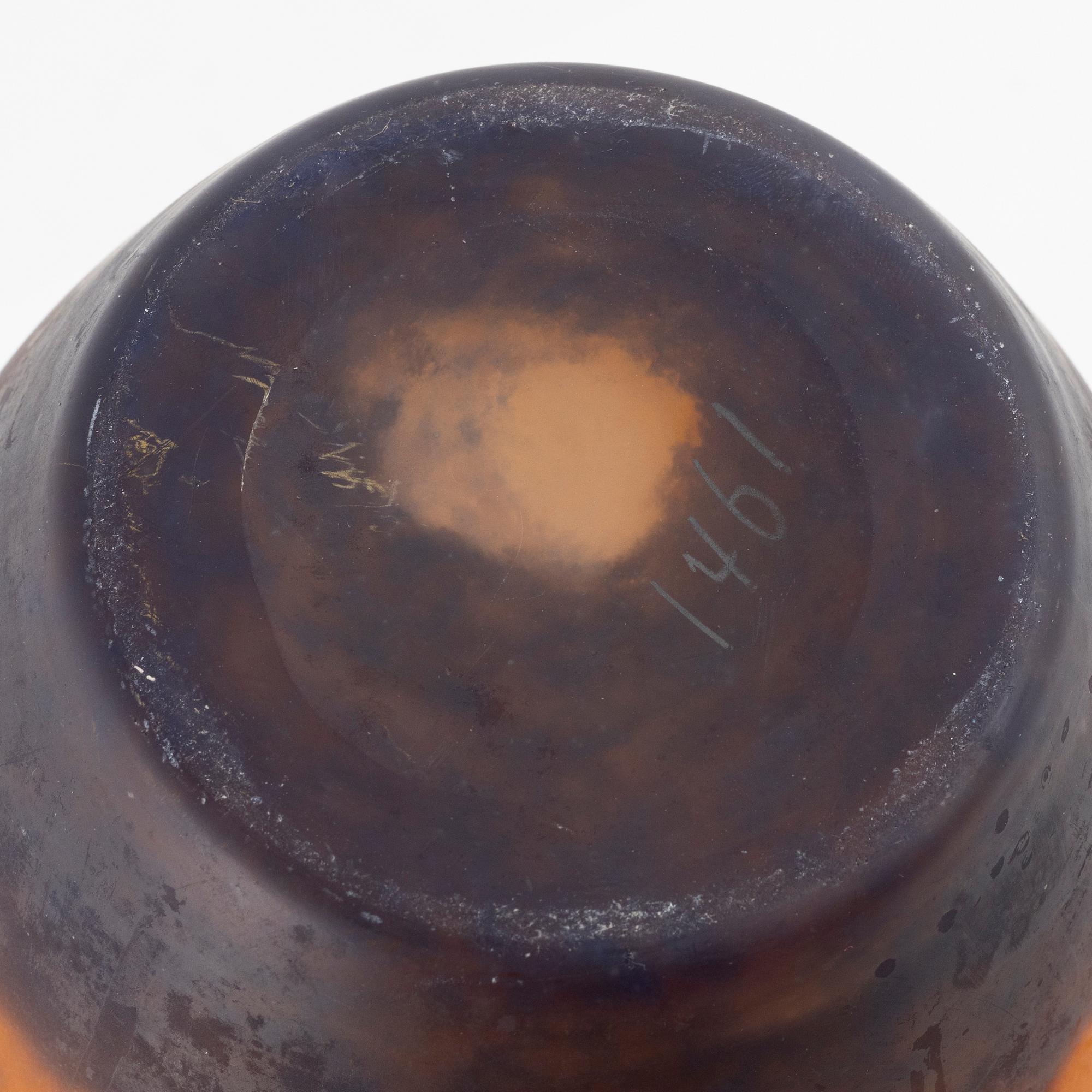 An Art Nouveau glass vase, Muller Frères, Luneville, France.