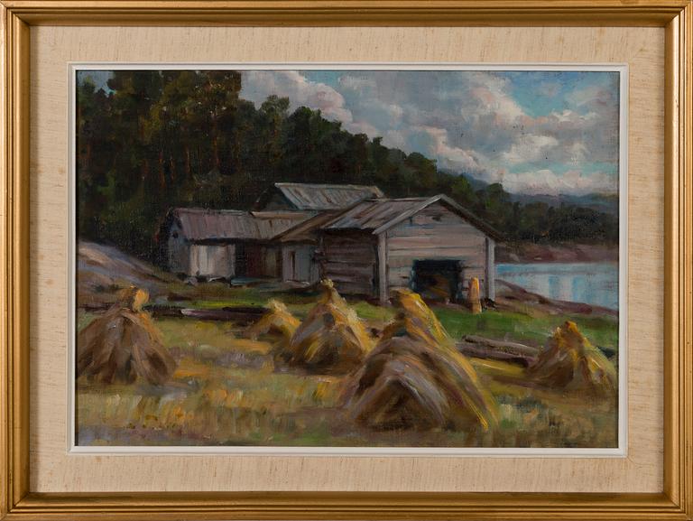 INA SJÖSTRÖM, olja på pannå, signerad.