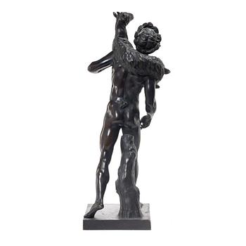 Sculpture, bronze. Faun with lamb. After a Roman model, 20th century.