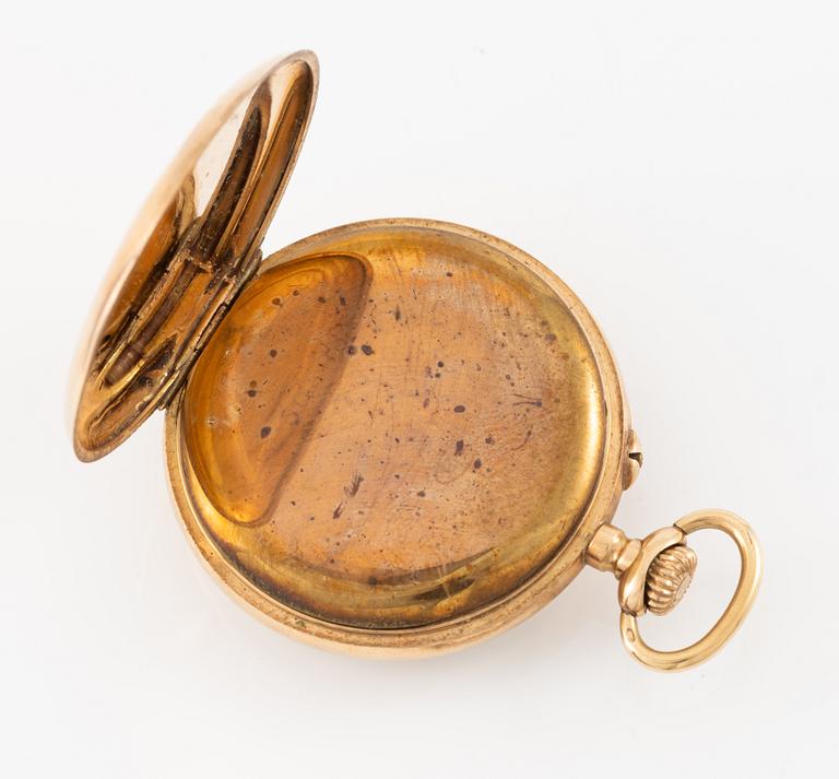 Pocket watch, 14K gold, with stand, 33 mm.