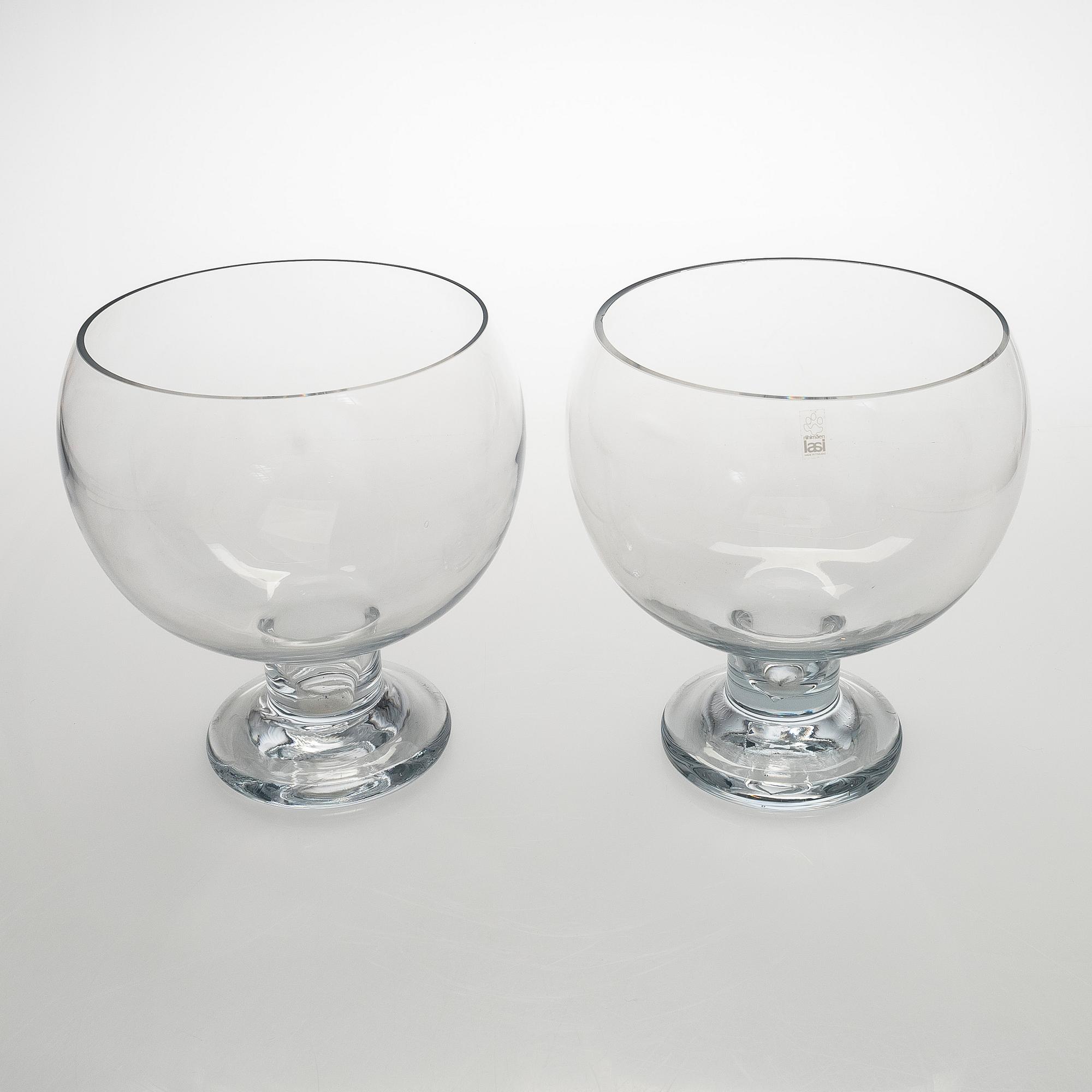 Erkkitapio Siiroinen, 1970s glass bowls, 2 pcs, "Old King Cole" Riihimäen Lasi, Finland.