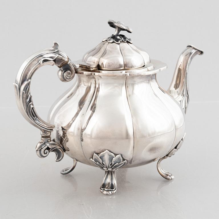A Rococo-style silver tea pot, probably Norway, mid 20th century.