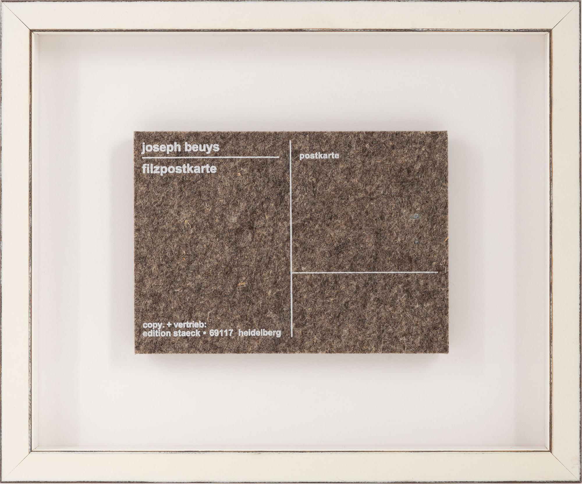 Joseph Beuys, art multiple felt postcard, Edition Staeck, Heidelberg.