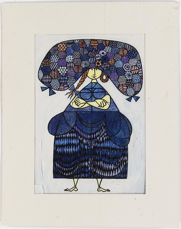 STIG LINDBERG, akvarell på rispapper,