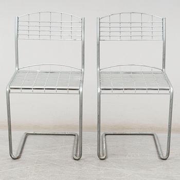 Five 'High-tech' hot galvanized garden furnitures, from Grythyttan. Designed by Nisse Strinning, designed 1984.