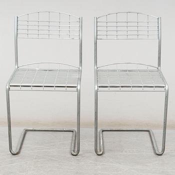 Five 'High-tech' hot galvanized garden furnitures, from Grythyttan. Designed by Nisse Strinning, designed 1984.