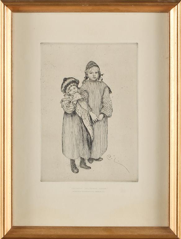CARL LARSSON, etsning, signerad i plåten.