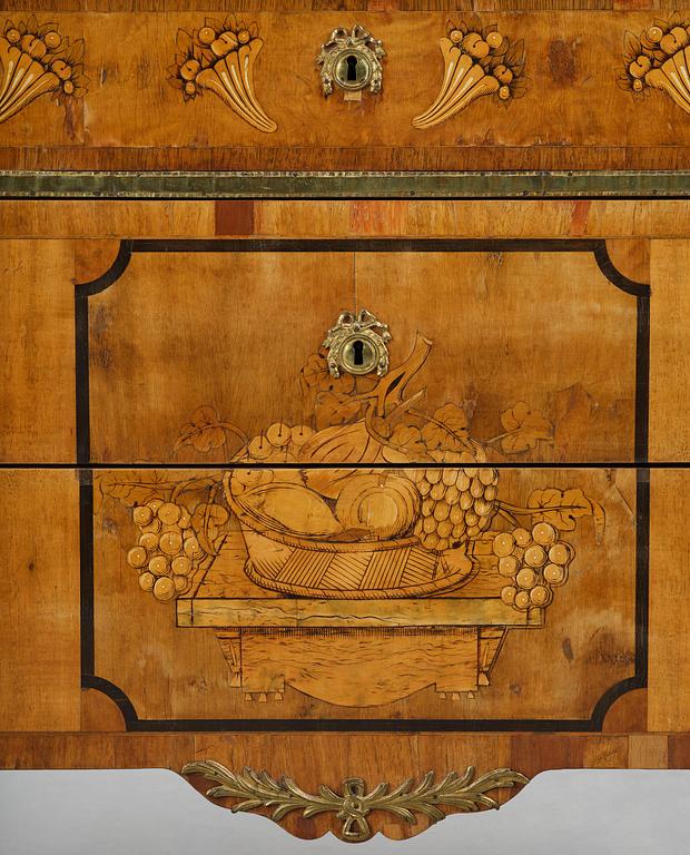 A Gustavian marquetry commode by C. Lindborg (master in Stockholm 1781-1808).