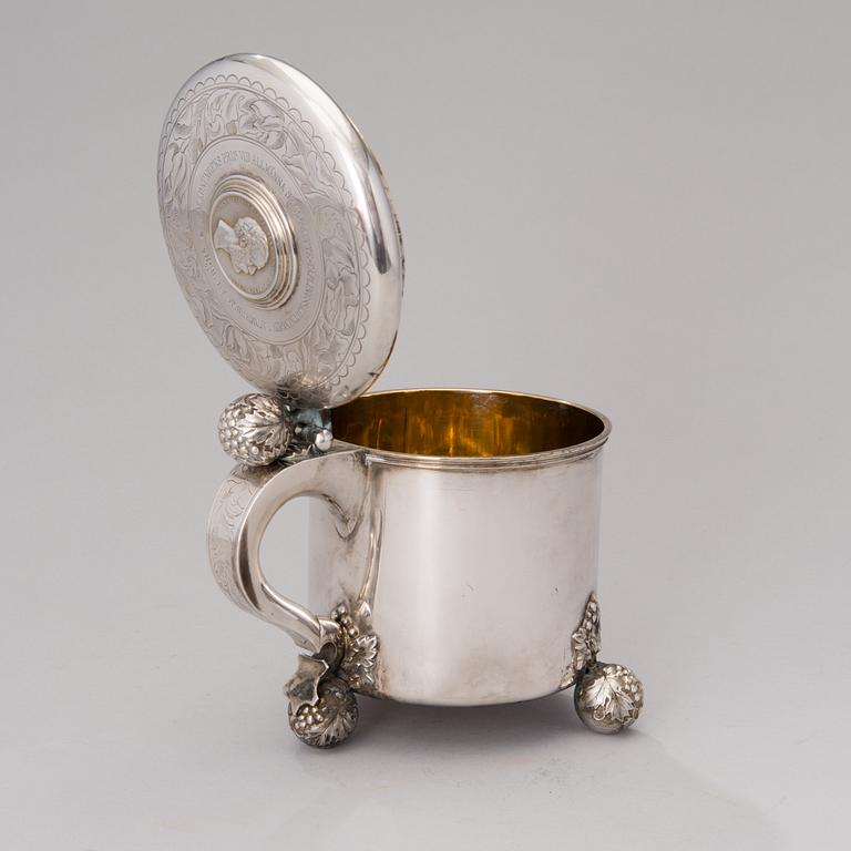 A SWEDISH SILVER TANKARD, G. Möllenborg, Stockholm 1884.