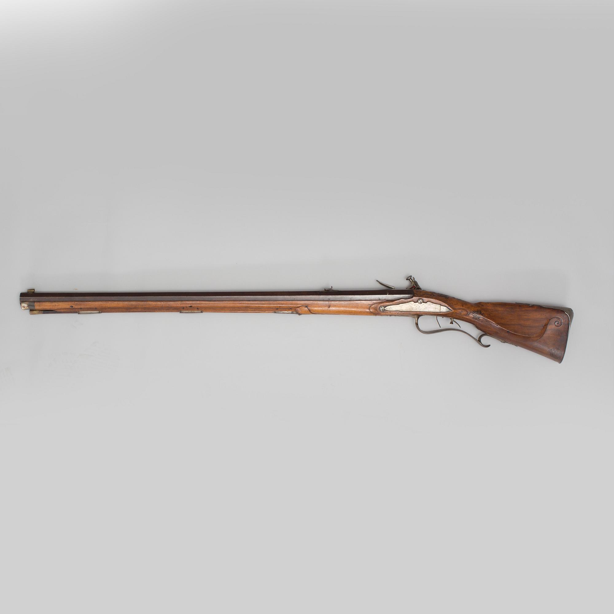 A 18th century flintlock rifle signed Eichstaed, Stralsund.
