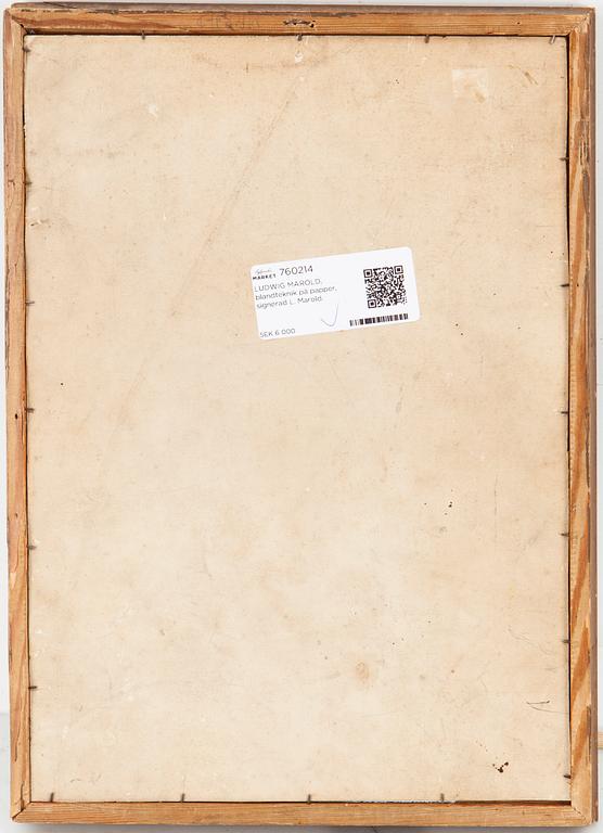 LUDWIG MAROLD, blandteknik på papper, signerad L. Marold.