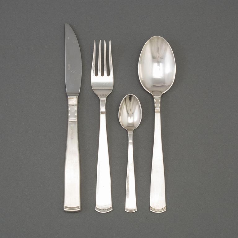 40 psc silver cutlery by Jacob Ängman, model 'Rosenholm', GAB, late 20th century.
