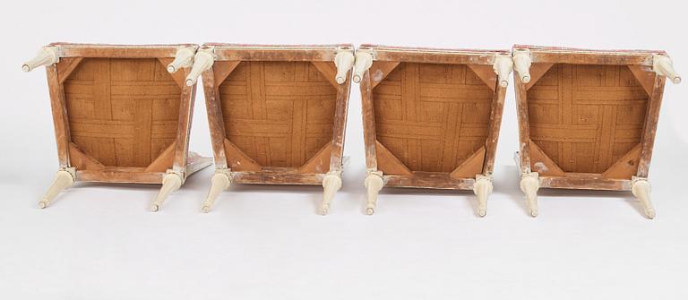 A set of four Gustavian chairs by E. Öhrmark (master in Stockholm 1777-1813).