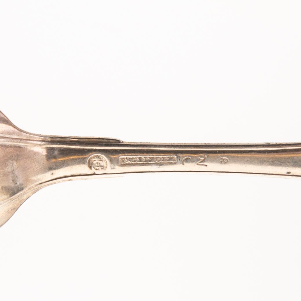 Collection of tablespoons, 28 pieces, silver, by 9 different master silversmiths, Kristianstad, 18th/19th century.