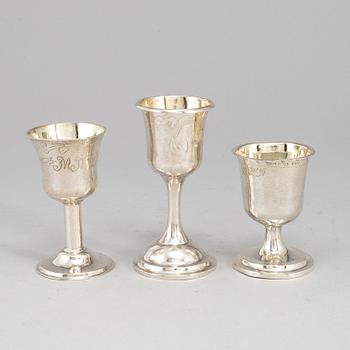 Three Swedish 18th/19th century silver cups, mark of.