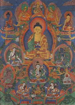 A Tibetan thangka, 20th century.