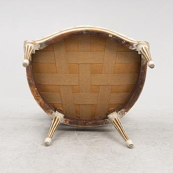 A set of three presumably Danish Louis XVI armchairs, late 18th century.