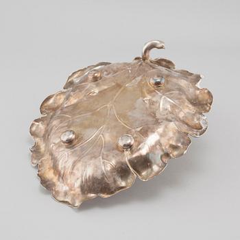 A silvered metal serving dish, early 20th century.