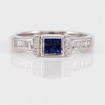 RING, 14K vitguld, safirer och diamanter.