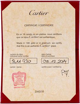 Cartier, ring 18K whitegold approx 0,60 ct approx F-G VS, original case, box and certificate, serial number BAA 730.
