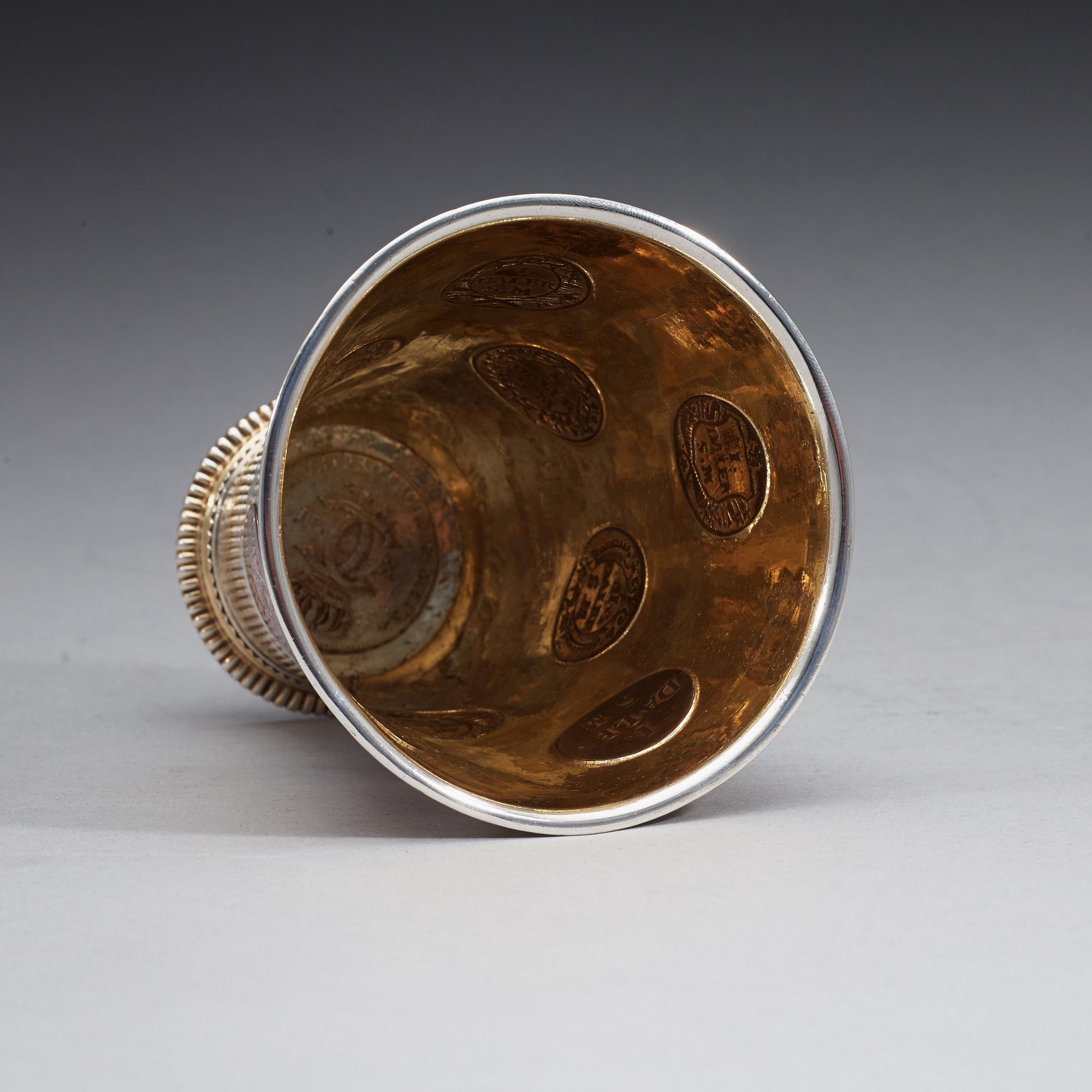 A Swedish 18th century parcel-gilt beaker, marks of Magnus Myrman, Norrköping (1706-1730).