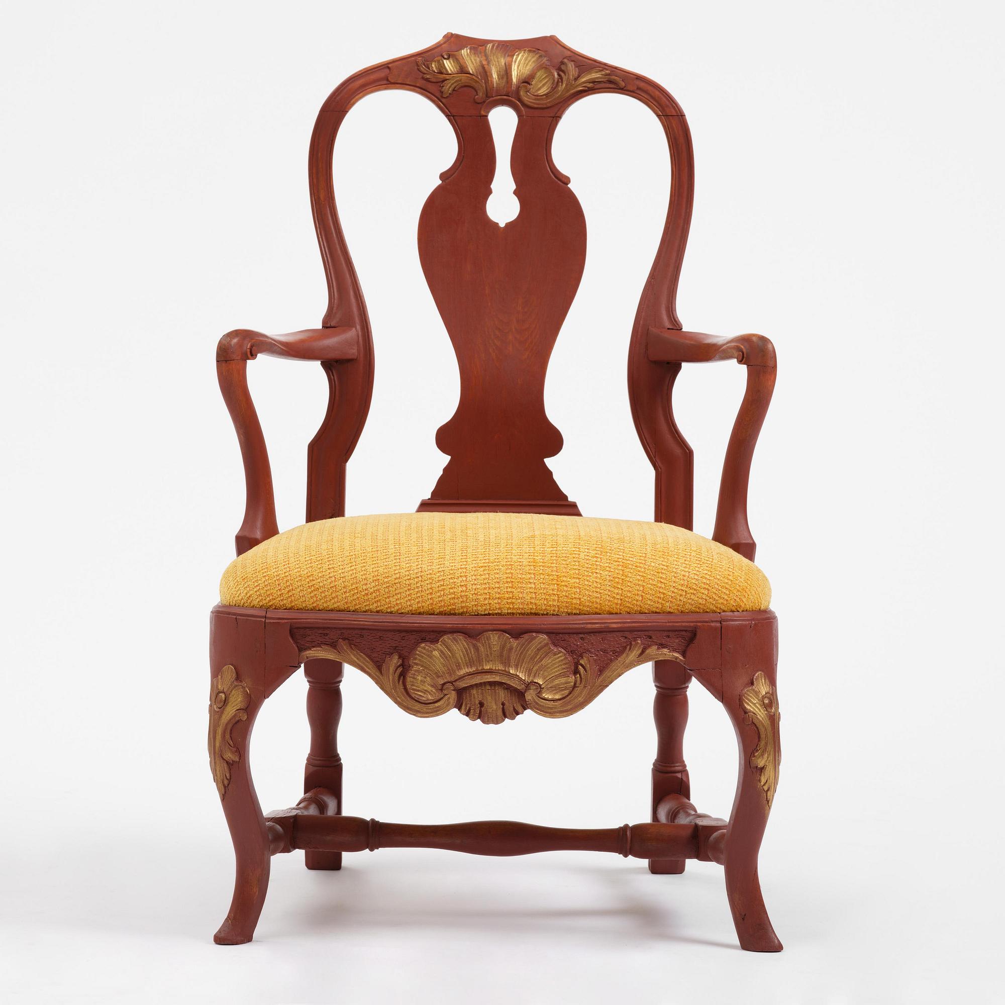 A Swedish rococo armchair, Stockholm, later part 18th century.