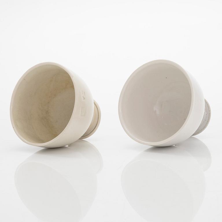 Kyllikki Salmenhaara, two stoneware goblets signed KS.