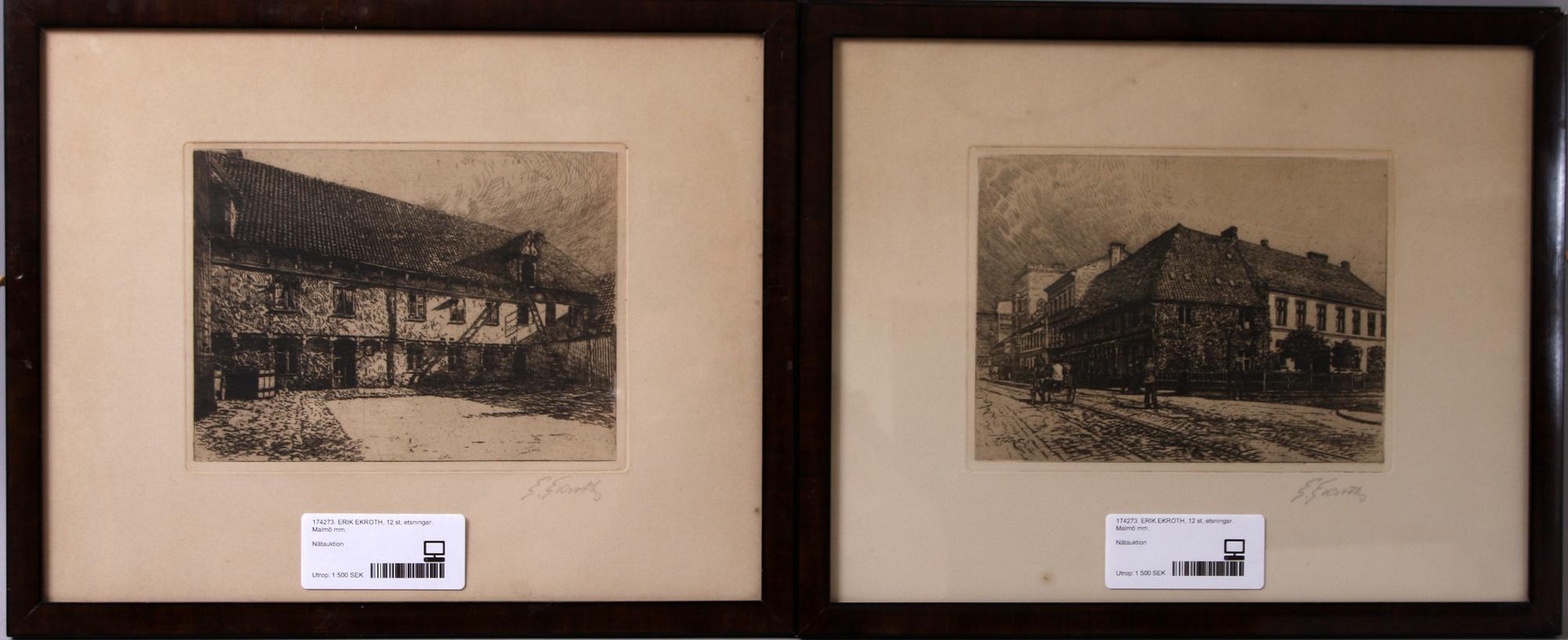 ERIK EKROTH, etsningar, 12 st, sign.