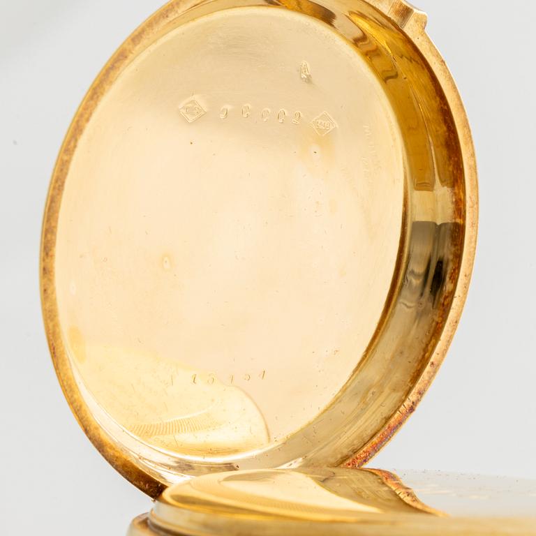 L Landgren, Stockholm, 18K gold, pocket watch, 48.5 mm.