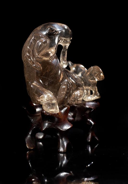 A rock chrystal figure of Aries, China early 20th Century.