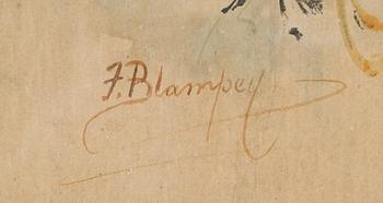 OKÄND KONSTNÄR, akvarell, signerad F Blampey, tidigt 1900-tal.