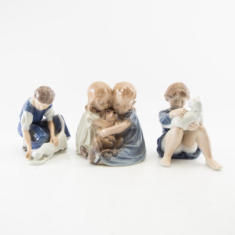 Figurines 7 pcs Royal Copenhagen/Bing & Grøndahl
 and Dahl Jensen mid/late 20th century porcelain.