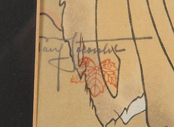 Paul Jacoulet, träsnitt, signerad.