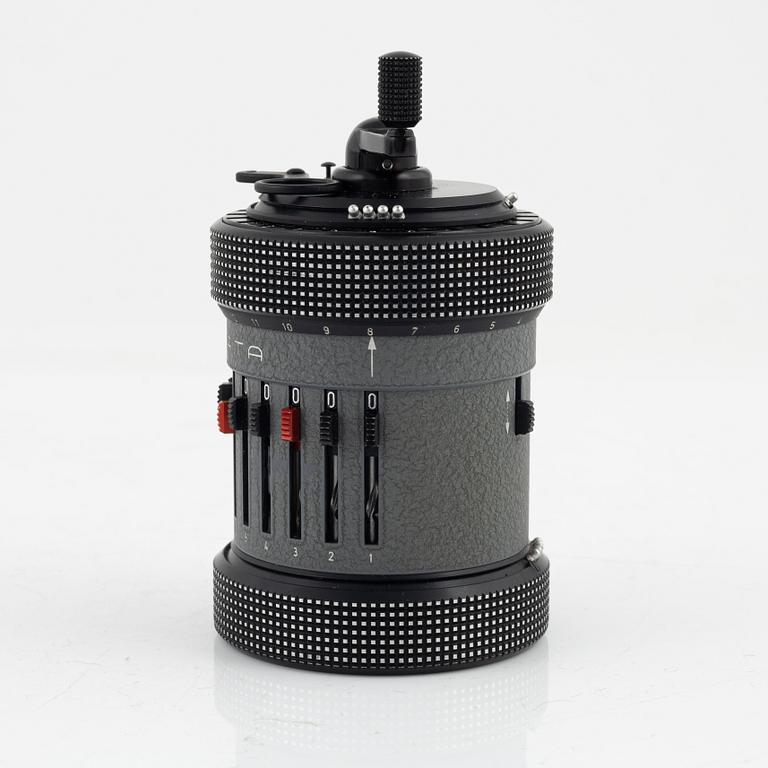 A mechanical calculator, Curta type II, Contina Ltd, after 1954.