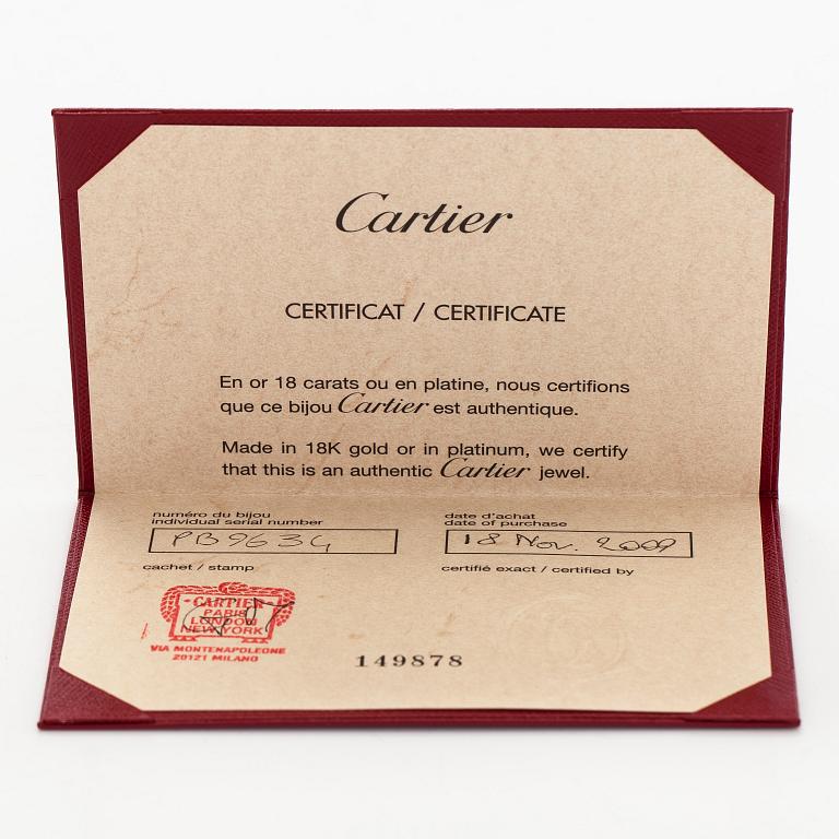 Cartier, sormus, "Love", 18K valkokultaa, briljanttihiottuja timantteja.