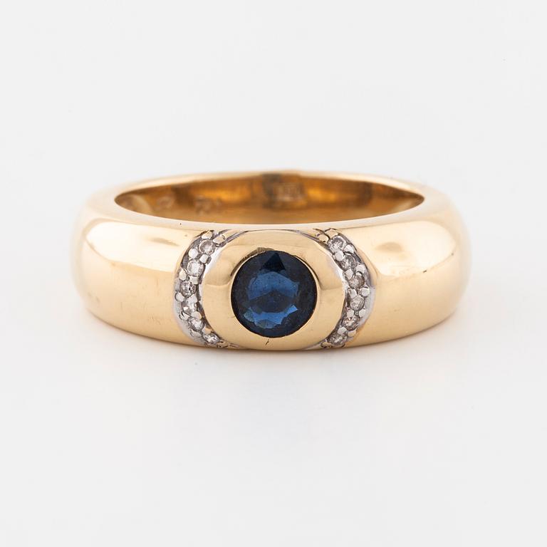 RING, med safir och briljantslipade diamanter.