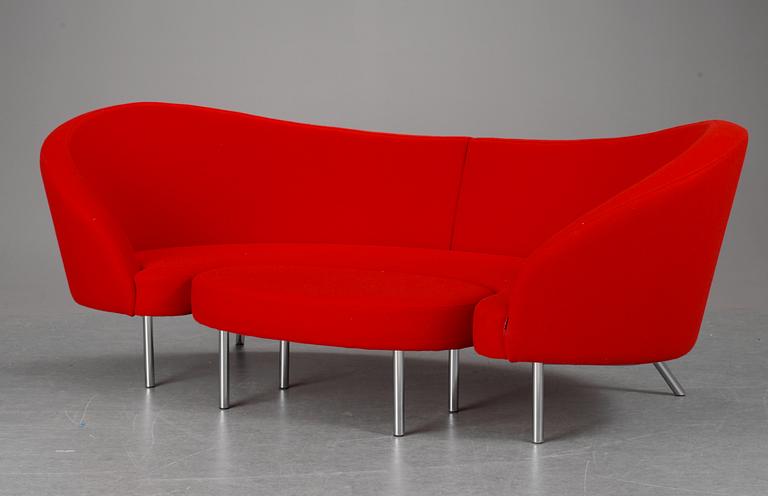 A Karim Rashid "Orgy" sofa and ottoman, Offecct, 2003.