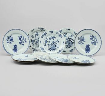 TALLRIKAR, 10 st, porslin, Kina, 1700-tal.