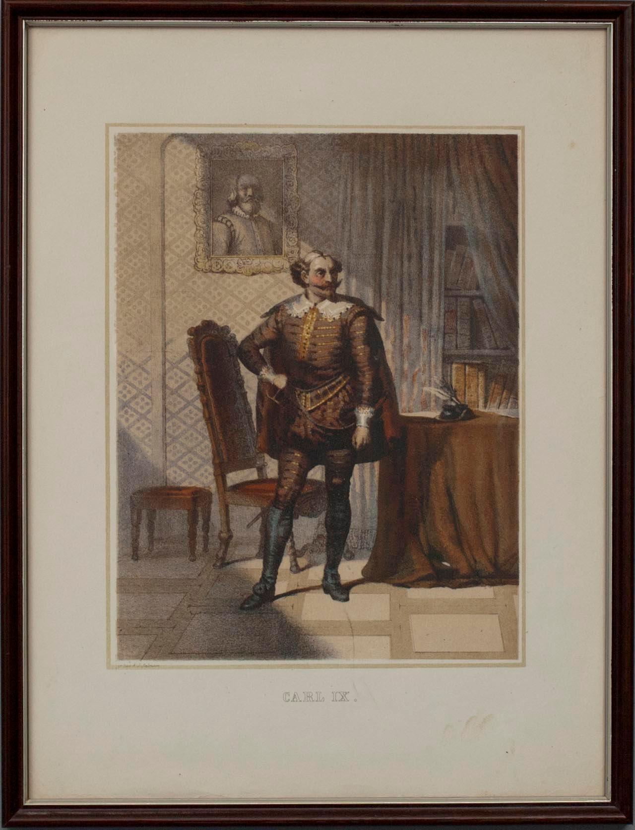 LITOGRAFIER 6 st, 1800-tal, kungaporträtt.