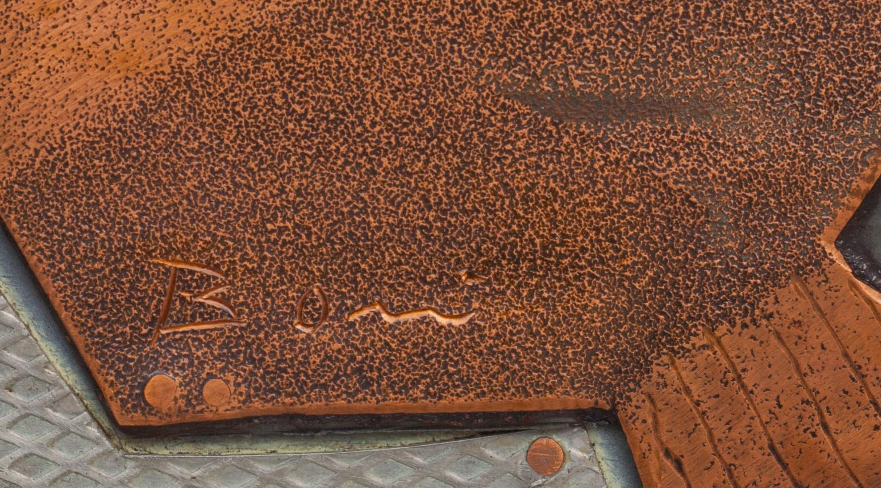 PAOLO BONI, blandteknik med metallrelief, signerad.