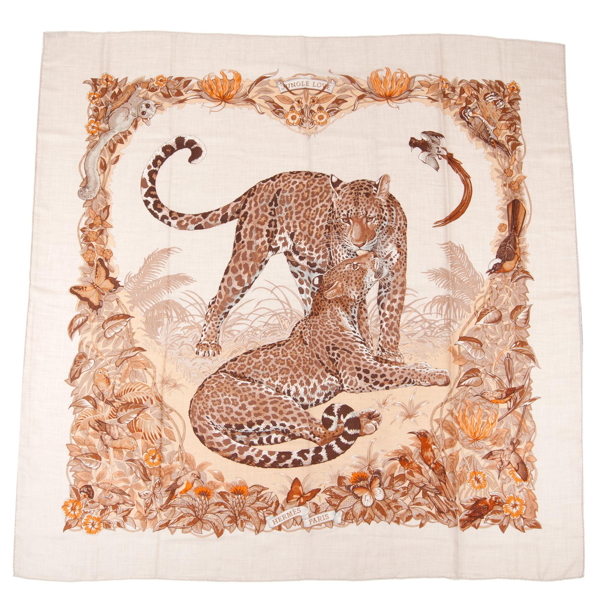 HERMÈS, a cashmere and silk scarf, "Jungle love".