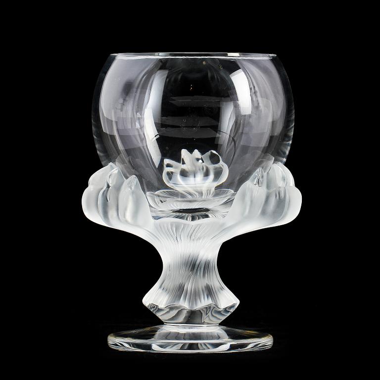 SKÅL PÅ FOT, glas, Lalique, sign "Lalique France".