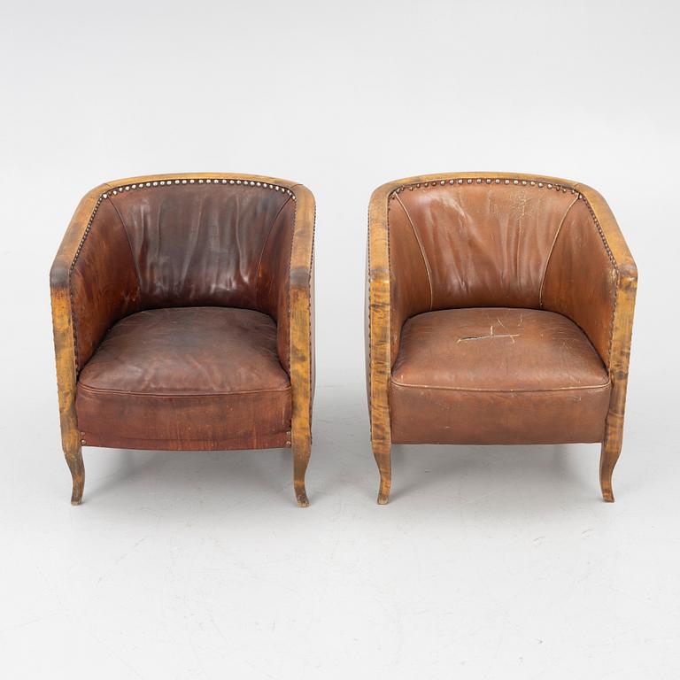 Clubfåtöljer, ett par, 1930/40-tal.