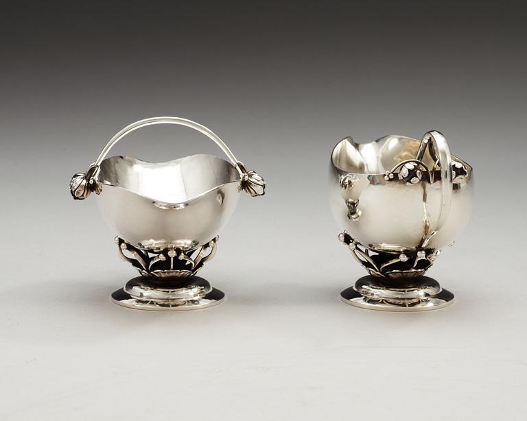 A Georg Jensen sterling creamer and bowl, Copenhagen 1945-77,