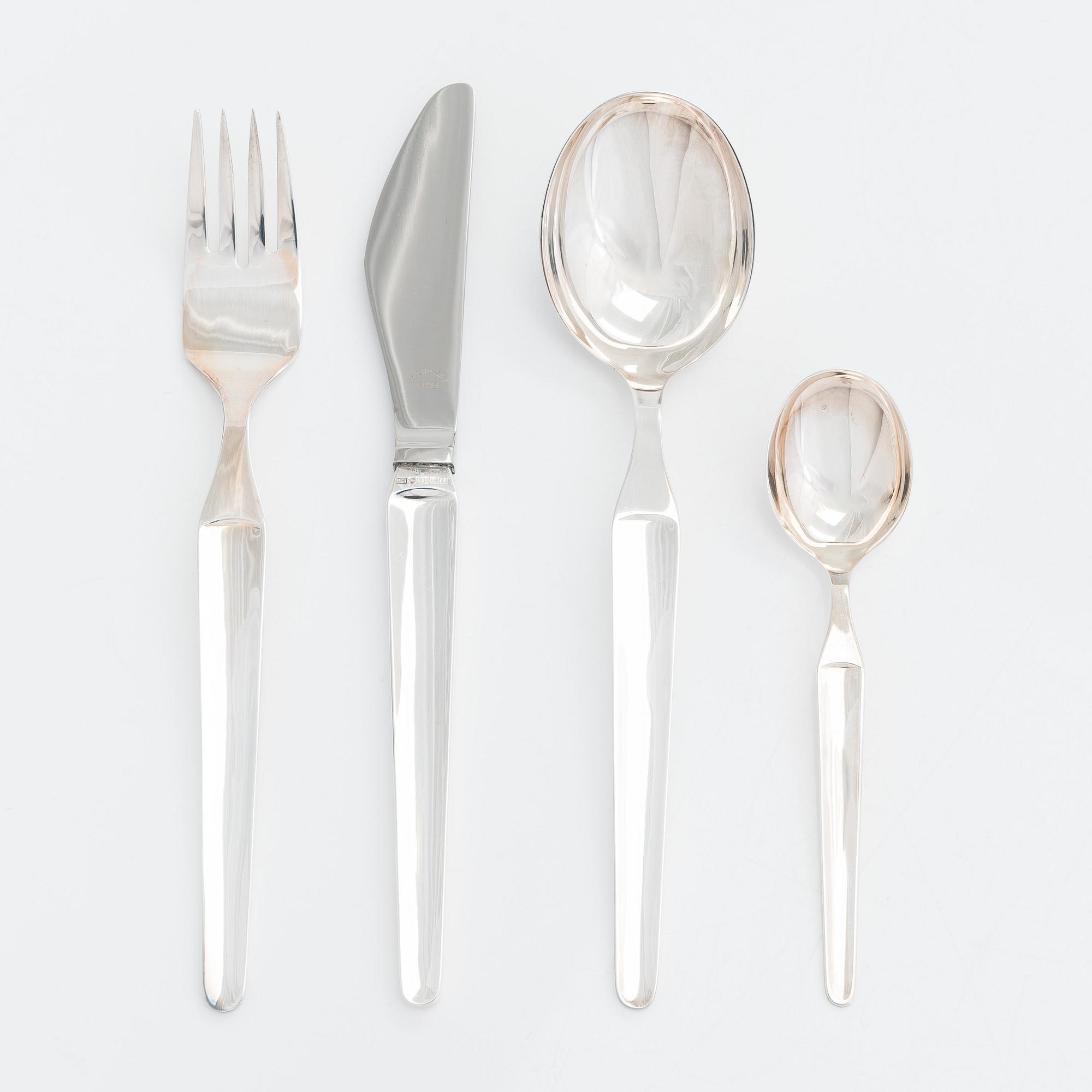 A 72-piece sterling silver cutlery set, 'Diplomat', Kultateollisuus Turku 1978. In three original boxes.