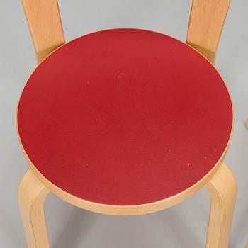 Alvar Aalto, A mid-20th century drop leaf table and three chairs for O.Y. Huonekalu-ja Rakennustyötehdas A.B.